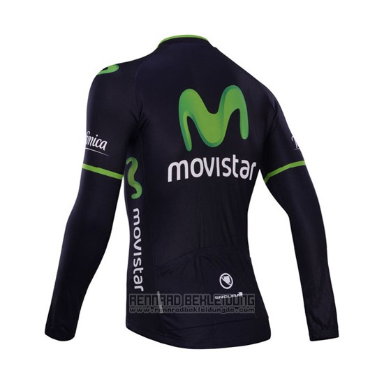 2014 Fahrradbekleidung Movistar Shwarz Trikot Langarm und Tragerhose